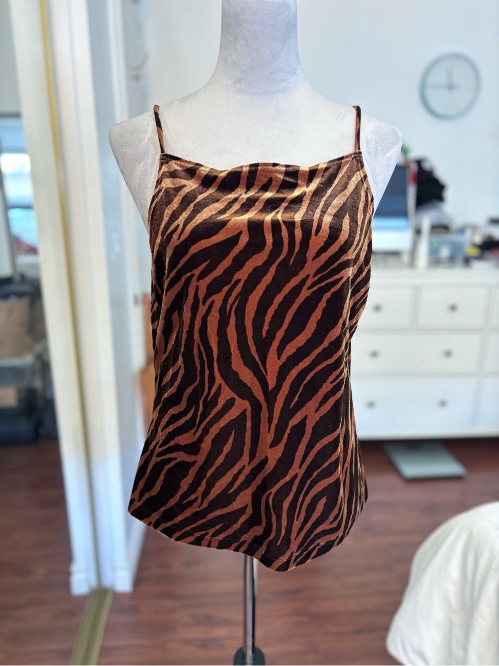 Brown Zebra Print Satin Cami Top